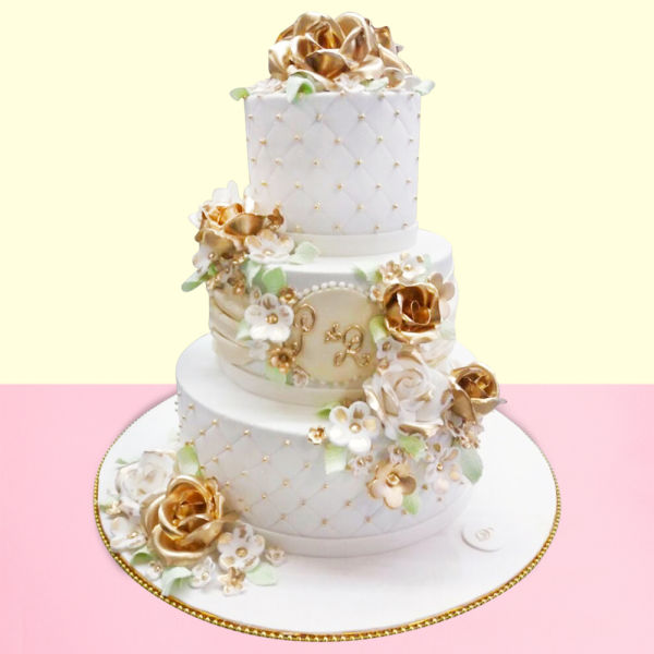Golden Flower Wedding Cake 5 Kg.